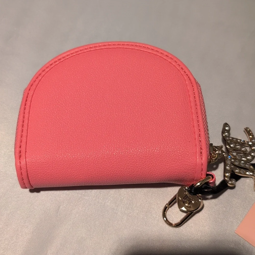 Juicy Couture Taking the Lead Half Moon Card Holder Pink Lemonade with Mirror